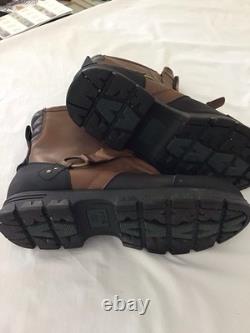 Polo Ralph Lauren Boot Men 12D Brown Black Conquest Hi II Leather Double Zip New