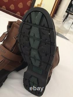 Polo Ralph Lauren Boot Men 12D Brown Black Conquest Hi II Leather Double Zip New