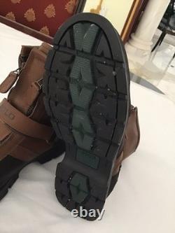 Polo Ralph Lauren Boot Men 12D Brown Black Conquest Hi II Leather Double Zip New