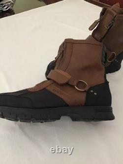 Polo Ralph Lauren Boot Men 12D Brown Black Conquest Hi II Leather Double Zip New