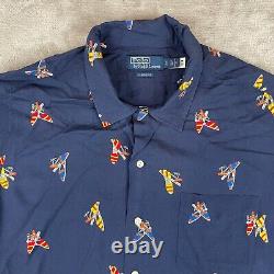 Polo Ralph Lauren Camp Shirt Men XL Navy Tossed Espadrilles Loop Collar NWT $228