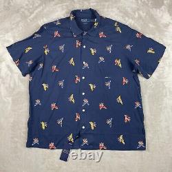 Polo Ralph Lauren Camp Shirt Men XL Navy Tossed Espadrilles Loop Collar NWT $228