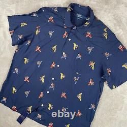 Polo Ralph Lauren Camp Shirt Men XL Navy Tossed Espadrilles Loop Collar NWT $228