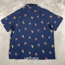 Polo Ralph Lauren Camp Shirt Men XL Navy Tossed Espadrilles Loop Collar NWT $228