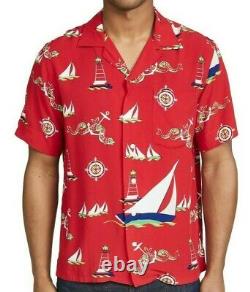 Polo Ralph Lauren Captain Royal Sailboat Yacht Sailor Lightweight Viscose Shirt