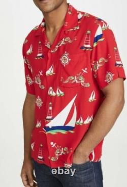 Polo Ralph Lauren Captain Royal Sailboat Yacht Sailor Lightweight Viscose Shirt