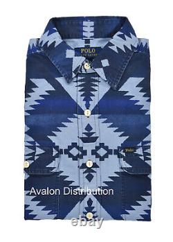 Polo Ralph Lauren Classic Fit Indigo Southwestern Jacquard Shirt New