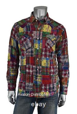Polo Ralph Lauren Classic Fit Madras Patchwork Western Shirt M New
