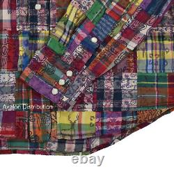 Polo Ralph Lauren Classic Fit Madras Patchwork Western Shirt M New