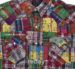Polo Ralph Lauren Classic Fit Madras Patchwork Western Shirt M New