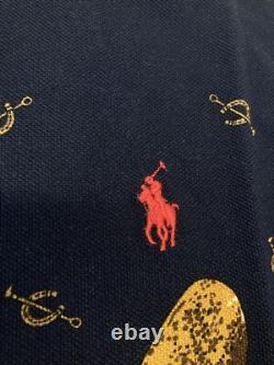 Polo Ralph Lauren Classic Fit Saddle Print Mesh Short Sleeve Polo Shirt Navy L