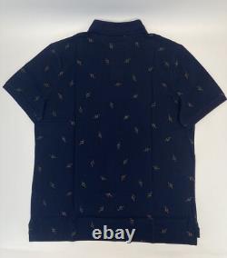 Polo Ralph Lauren Classic Fit Saddle Print Mesh Short Sleeve Polo Shirt Navy L