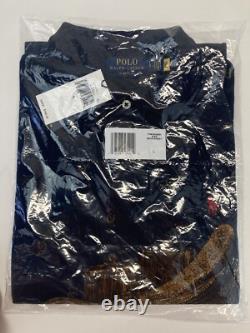 Polo Ralph Lauren Classic Fit Saddle Print Mesh Short Sleeve Polo Shirt Navy L