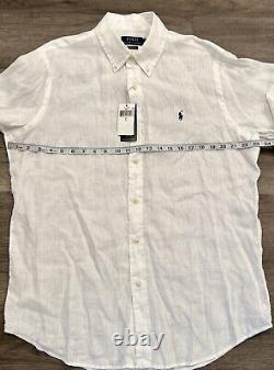 Polo Ralph Lauren Classic WHITE 100% Linen Long Sleeve Button Down Shirt