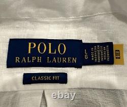 Polo Ralph Lauren Classic WHITE 100% Linen Long Sleeve Button Down Shirt