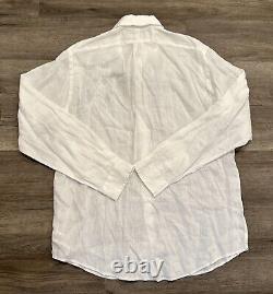 Polo Ralph Lauren Classic WHITE 100% Linen Long Sleeve Button Down Shirt