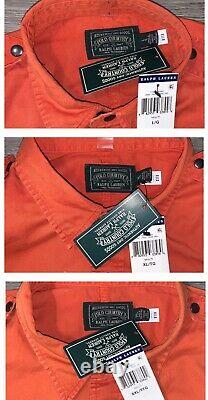 Polo Ralph Lauren Country Mens ORANGE Maine Guide Fishing Utility Over Shirt NWT