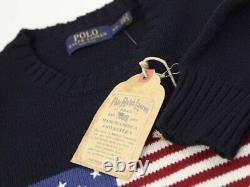 Polo Ralph Lauren Crew Pullover USA Flag Sweater Navy Made In USA