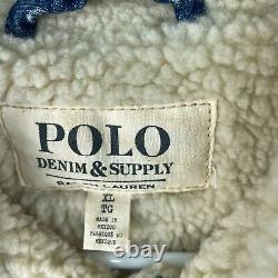 Polo Ralph Lauren Denim Coat Mens size XL Blue 4 Pockets Snap Buttons New