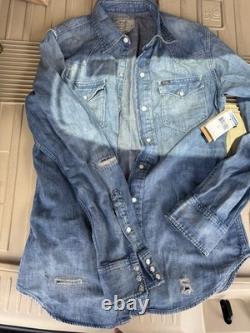 Polo Ralph Lauren Distressed Repaired Denim Western Shirt Size s