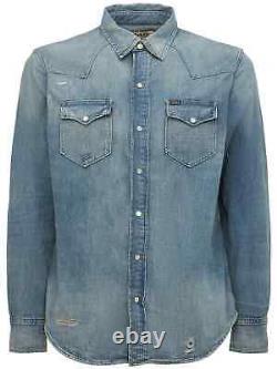 Polo Ralph Lauren Distressed Repaired RRL Style Western Denim Shirt New