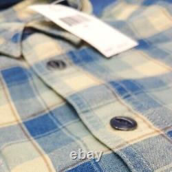 Polo Ralph Lauren Double Rl Rrl Blue Plaid Cotton Dobby Cat Eye Work Shirt $225p