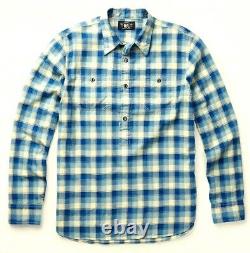 Polo Ralph Lauren Double Rl Rrl Blue Plaid Cotton Dobby Cat Eye Work Shirt $225p