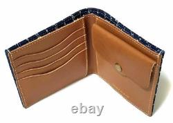 Polo Ralph Lauren Double Rl Rrl Indigo Blue Sailor Canvas Leather Wallet $195+