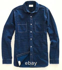 Polo Ralph Lauren Double Rl Rrl Japanese Indigo Dot Connor Railman Work Shirt