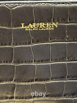 Polo Ralph Lauren Embossed Leather Marcy Blue Purse Bag Large New $495