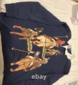 Polo Ralph Lauren Five Horseman Rugby Shirt-Blue-Men's XL RARE (READ)