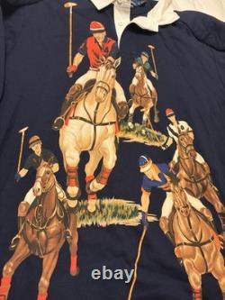 Polo Ralph Lauren Five Horseman Rugby Shirt-Blue-Men's XL RARE (READ)
