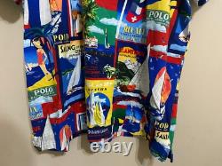 Polo Ralph Lauren Geneva Regatta Yacht Sailing Poster Mesh Polo Shirt Sz L NEW