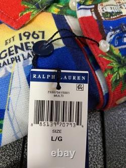 Polo Ralph Lauren Geneva Regatta Yacht Sailing Poster Mesh Polo Shirt Sz L NEW