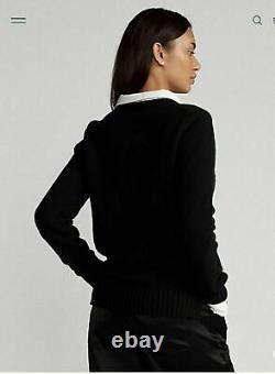 Polo Ralph Lauren Holiday Bear Black Wool Cashmere Sweater Womens MSRP $398 sz M
