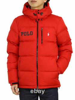 Polo Ralph Lauren Hooded Down Puffer Jacket with Emblem Patch Back Red
