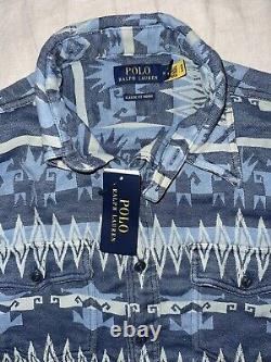 Polo Ralph Lauren Indigo Western Shirt Classic Fit Mens Medium RRL Brand New NWT