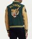 Polo Ralph Lauren Large Letterman Varsity Jacket Leather Rrl Rugby Green Tiger