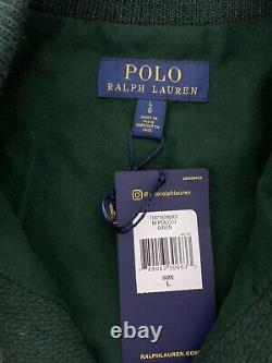 Polo Ralph Lauren Large Letterman Varsity Jacket Leather RRL Rugby Green Tiger