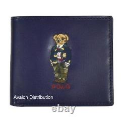 Polo Ralph Lauren Leather Collegiate Preppy Holiday Bear Bifold Wallet New withBox