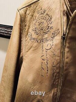 Polo Ralph Lauren Leather Riders New York Moto Jacket Tan Color Rare Size XL