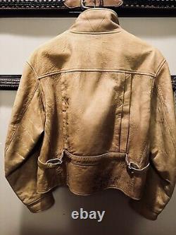 Polo Ralph Lauren Leather Riders New York Moto Jacket Tan Color Rare Size XL