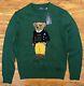 Polo Ralph Lauren Librarian Bear Knit Sweater Men's Small Green Brand New Nwt