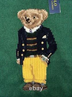 Polo Ralph Lauren Librarian Bear Knit Sweater Men's Small Green Brand New NWT