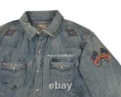 Polo Ralph Lauren Limited Edition Distressed Repaired RRL Style Denim Shirt New