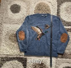 Polo Ralph Lauren Mallard Duck Sweater Men's 2XL Suede Elbow Patches NWOT Knit
