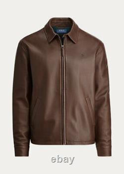 Polo Ralph Lauren Maxwell Lambskin Leather Jacket in Bison Brown-Medium