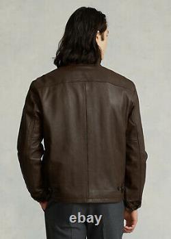 Polo Ralph Lauren Maxwell Lambskin Leather Jacket in Bison Brown-Medium