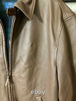 Polo Ralph Lauren Maxwell Lambskin Leather Jacket in Bison Brown-Medium