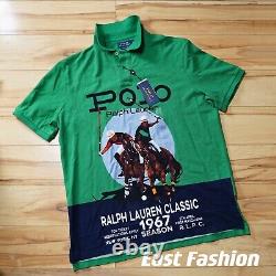 Polo Ralph Lauren Men Classic Vintage Player Horse Graphic Mesh Polo